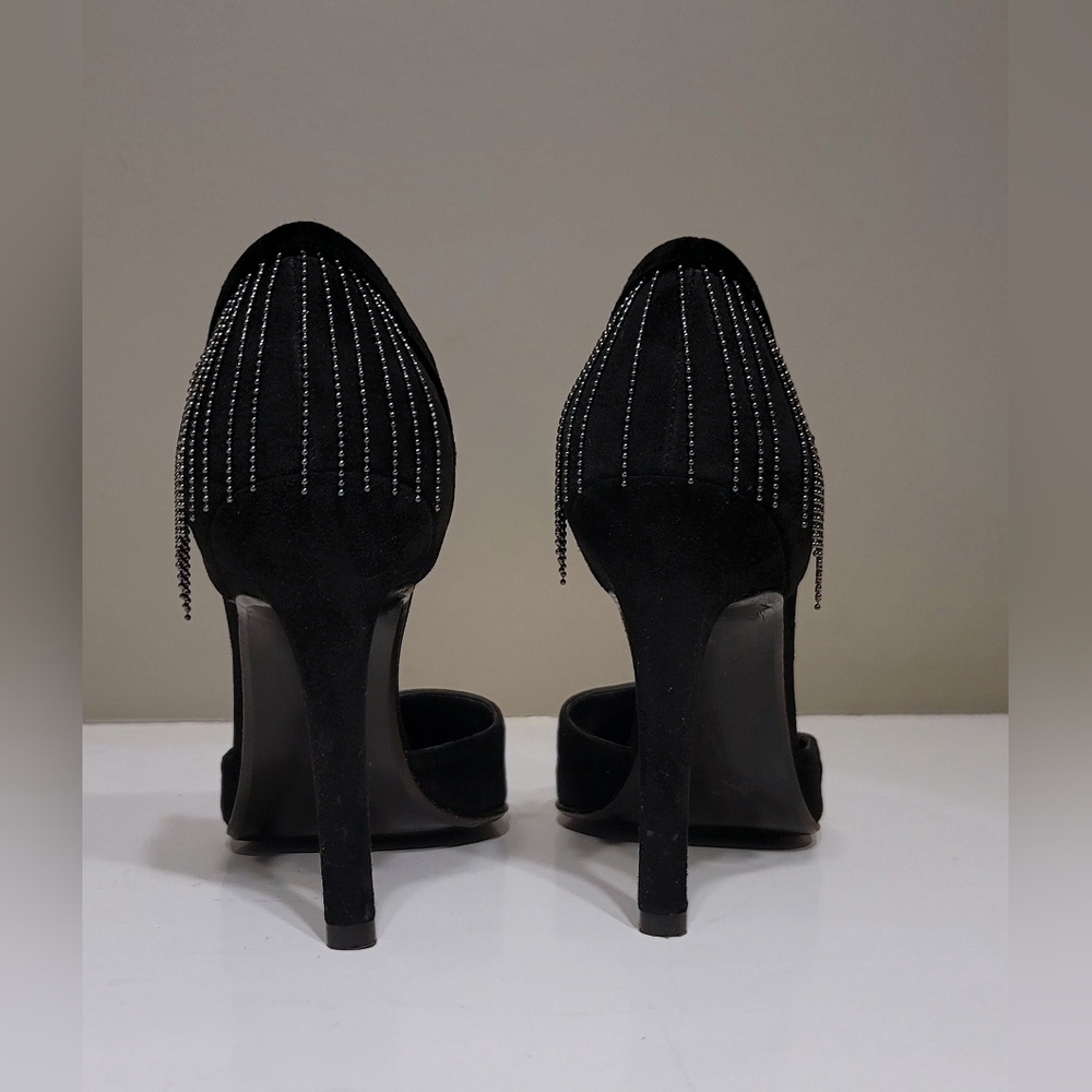 Stuart Weitzman Black Heels with Silver Accents Size 7.5 M